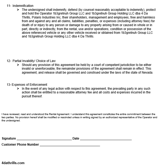 4Da Thrills Rental Agreement - Page 7